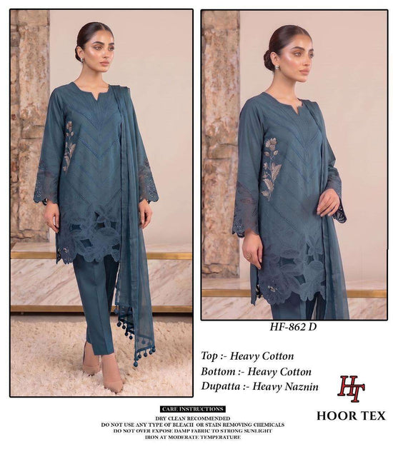 HOOR TEX HF-862 Cotton Embroidered Pakistani Suit Set