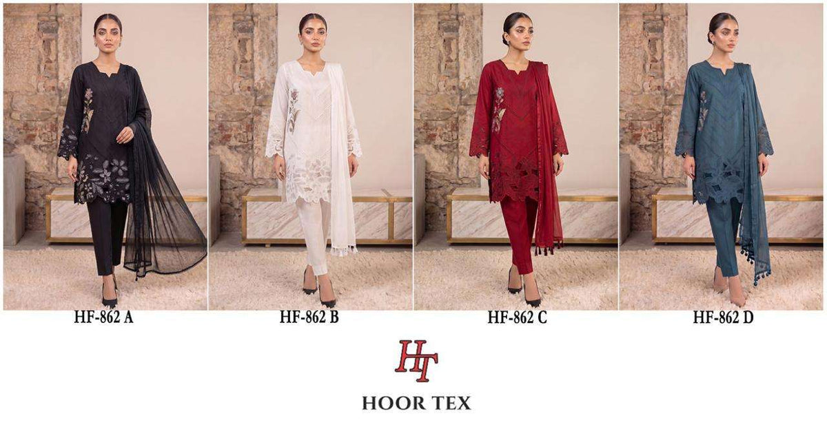 HOOR TEX HF-862 Cotton Embroidered Pakistani Suit Set