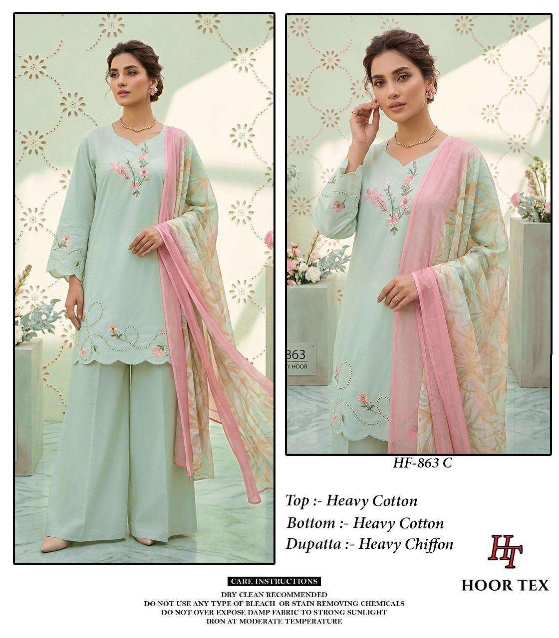 HOOR TEX HF-863 Cotton Embroidered Pakistani Suit Set - Amrah Wholesale