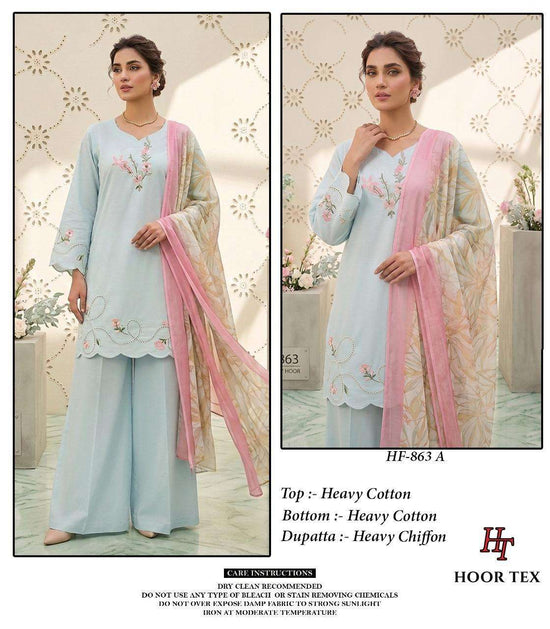 HOOR TEX HF-863 Cotton Embroidered Pakistani Suit Set - Amrah Wholesale