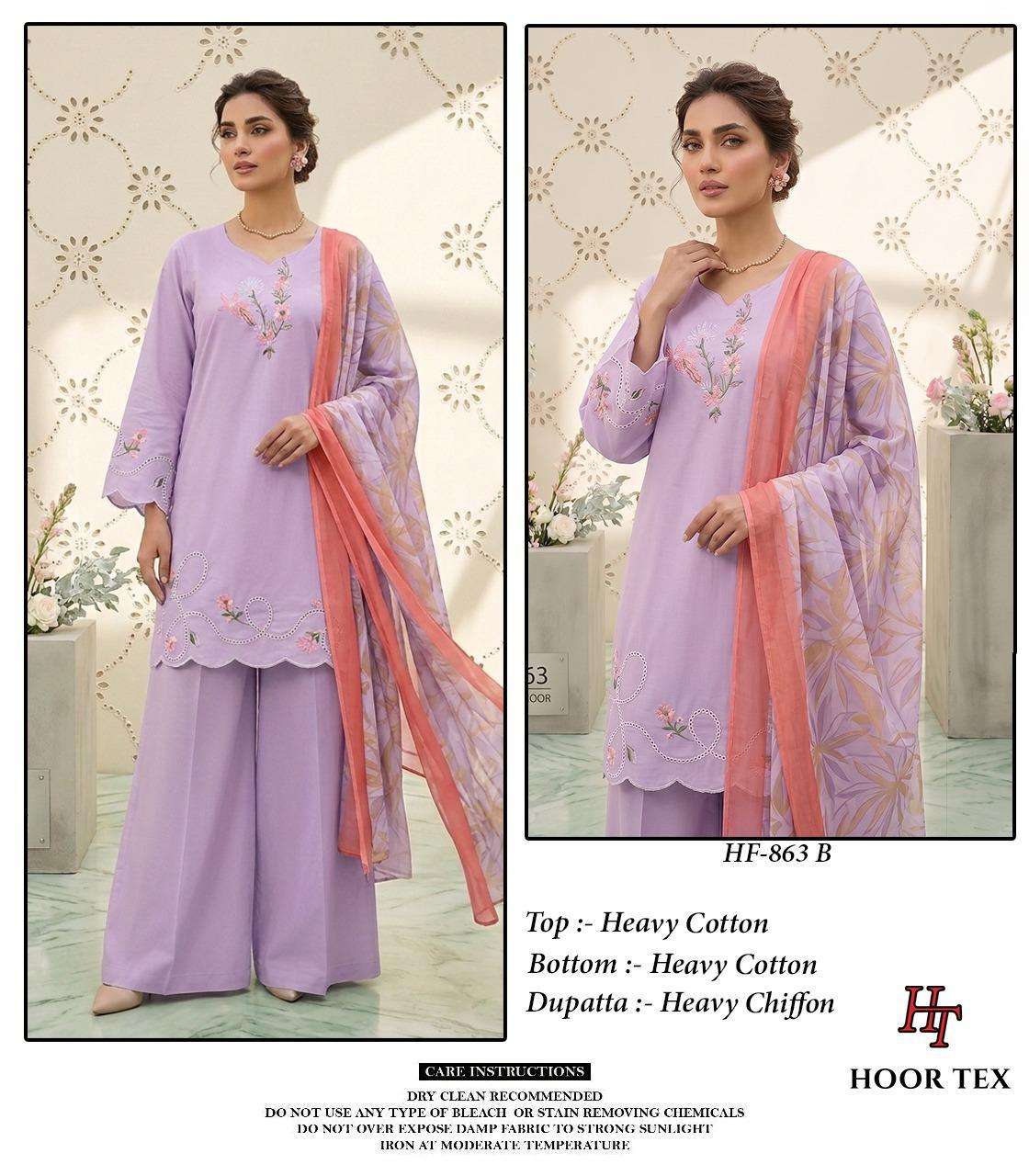 HOOR TEX HF-863 Cotton Embroidered Pakistani Suit Set - Amrah Wholesale
