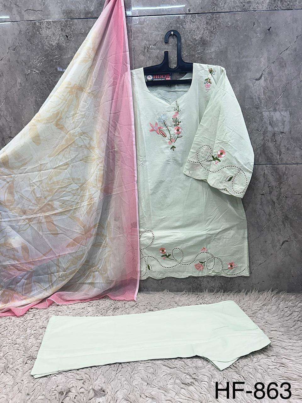 HOOR TEX HF-863 Cotton Embroidered Pakistani Suit Set - Amrah Wholesale