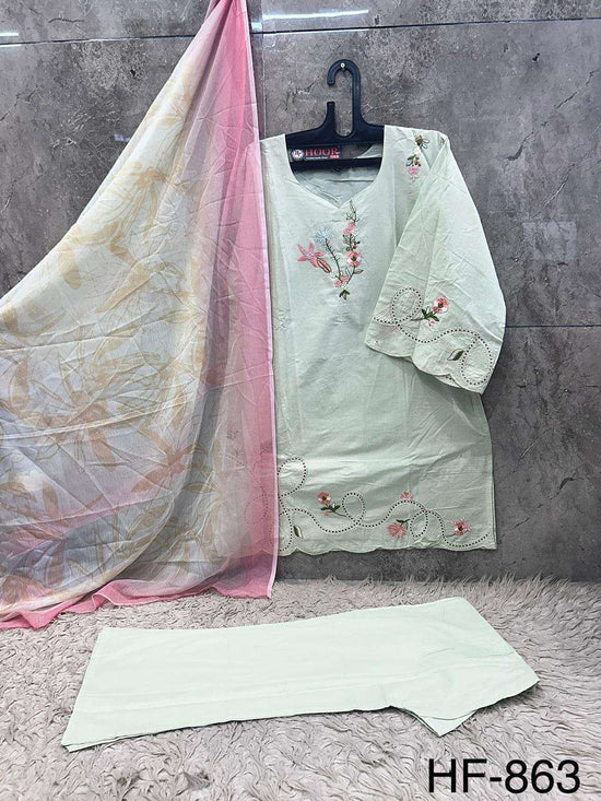HOOR TEX HF-863 Cotton Embroidered Pakistani Suit Set - Amrah Wholesale