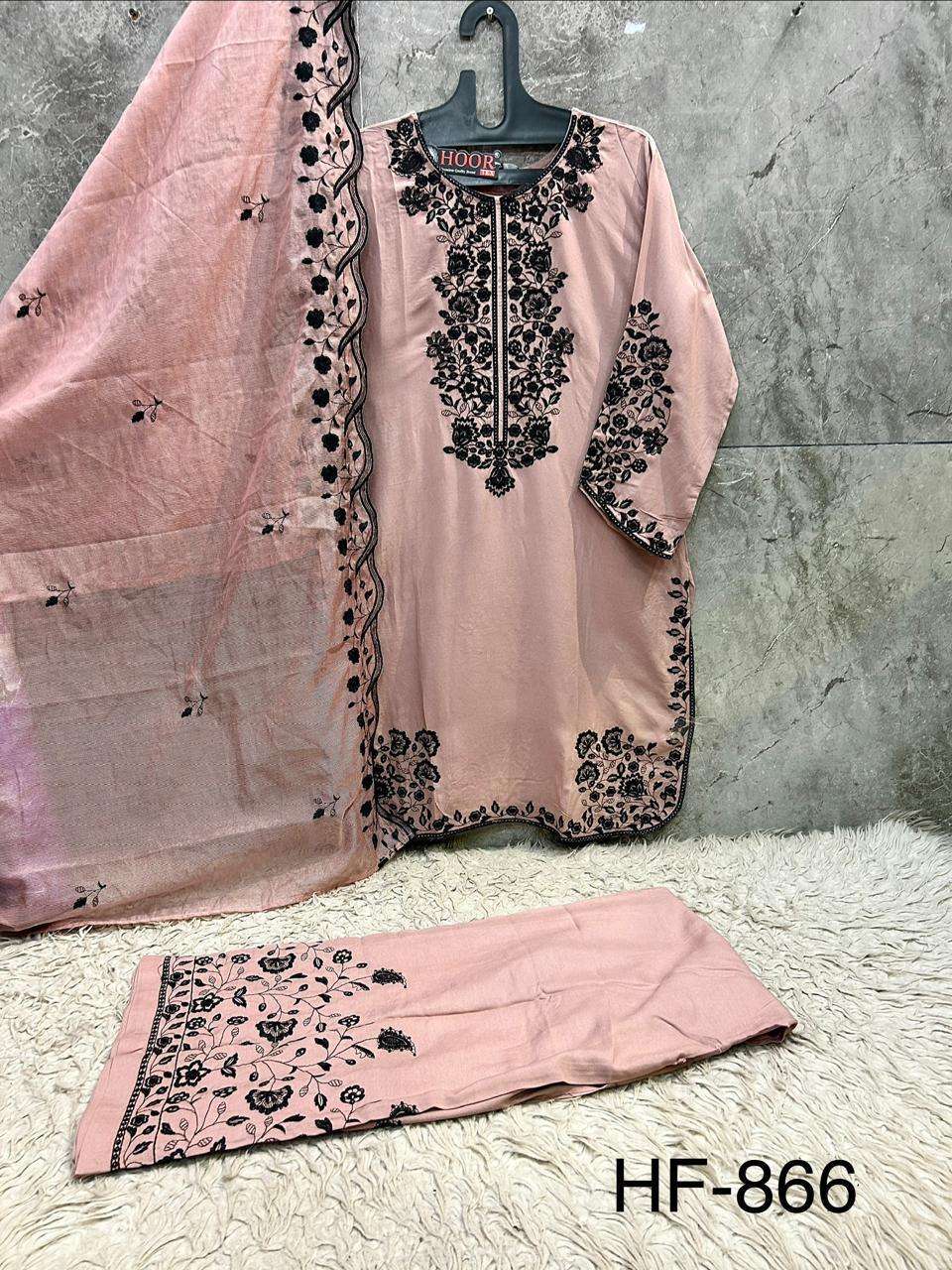 Hoor Tex HF-866 Rayon Embroidered Pakistani Suit Set - Amrah Wholesale
