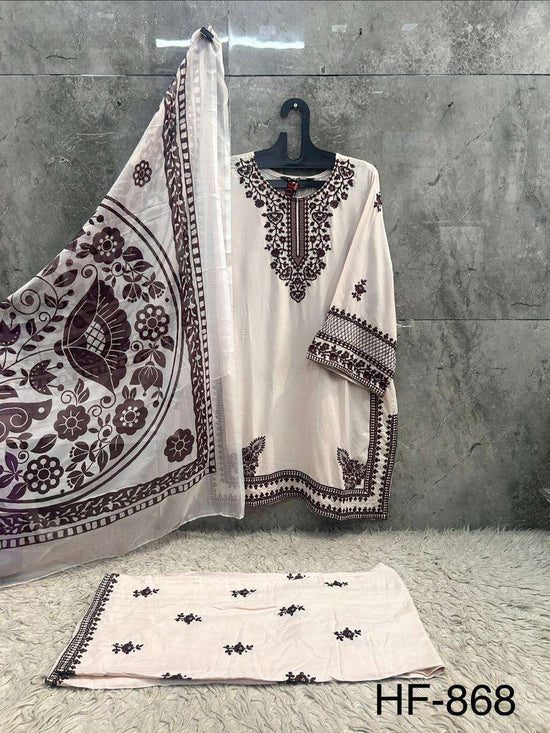 HOOR TEX HF-868 Rayon Embroidered Pakistani Suit Set - Amrah Wholesale