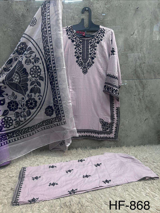 HOOR TEX HF-868 Rayon Embroidered Pakistani Suit Set - Amrah Wholesale