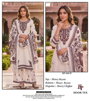 HOOR TEX HF-868 Rayon Embroidered Pakistani Suit Set
