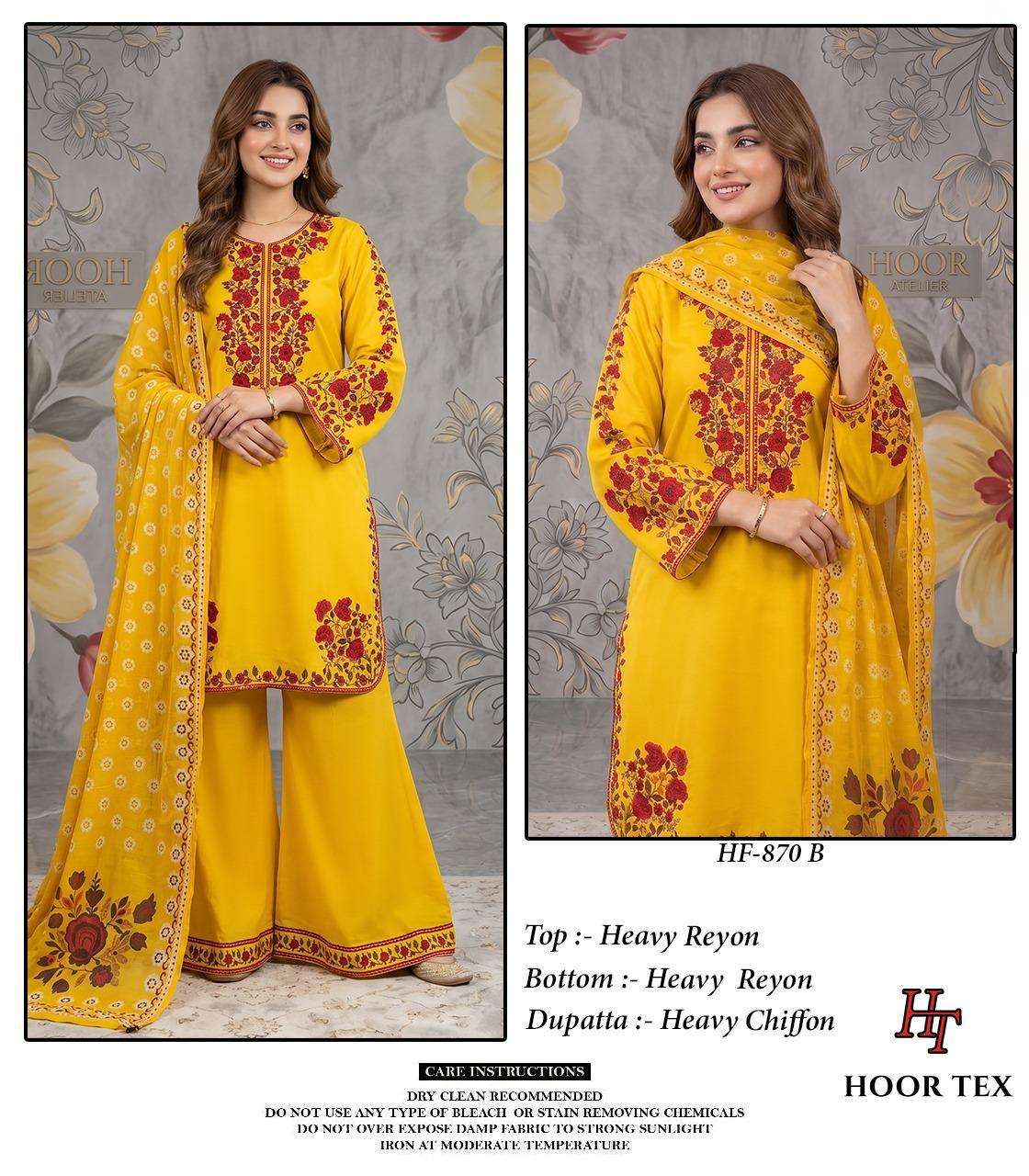 HOOR TEX HF-870 Series Rayon Embroidery Stitched Sharara Dresses - Amrah Wholesale