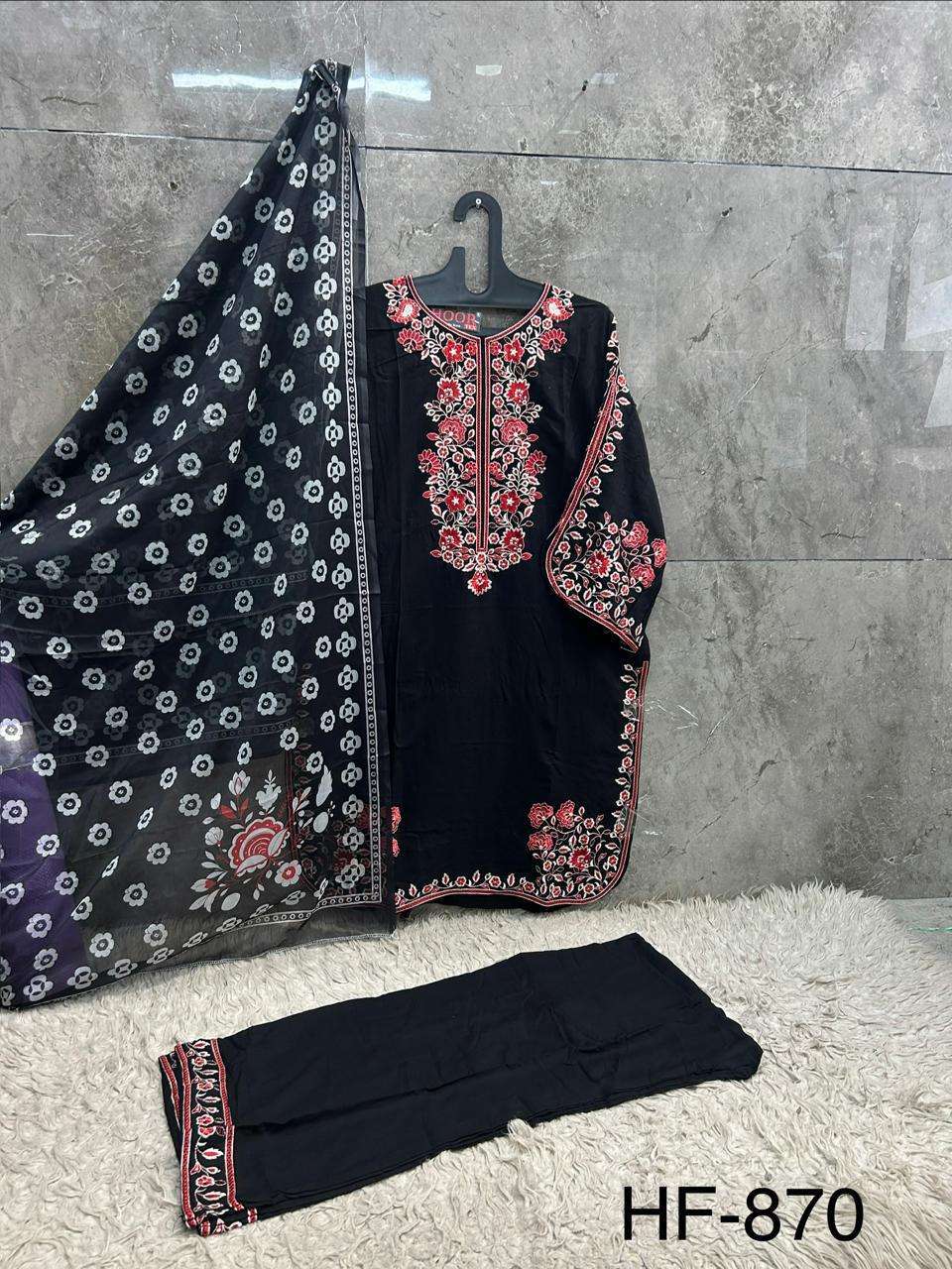 HOOR TEX HF-870 Series Rayon Embroidery Stitched Sharara Dresses - Amrah Wholesale