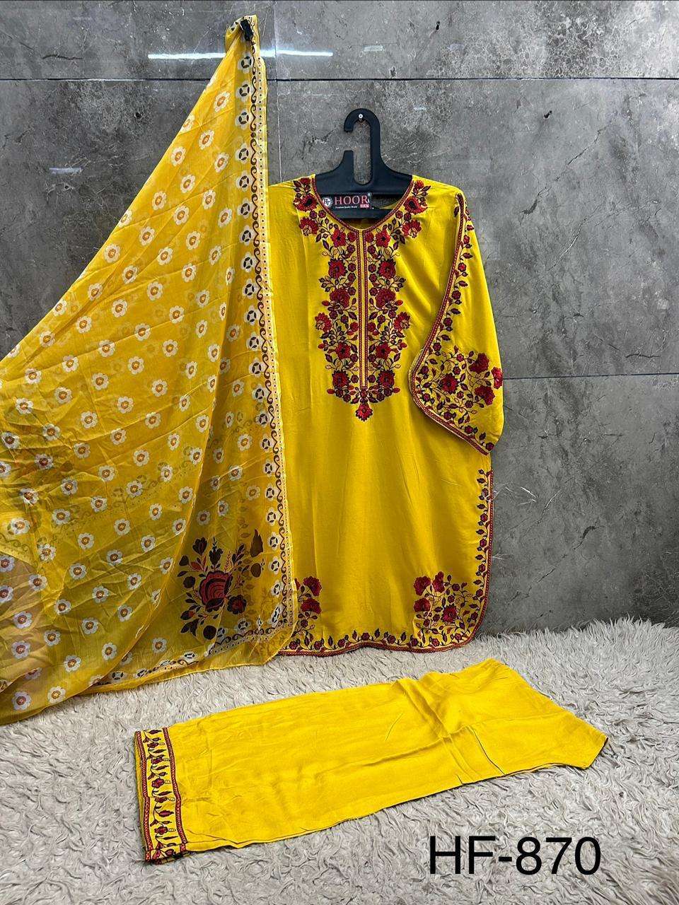 HOOR TEX HF-870 Series Rayon Embroidery Stitched Sharara Dresses - Amrah Wholesale