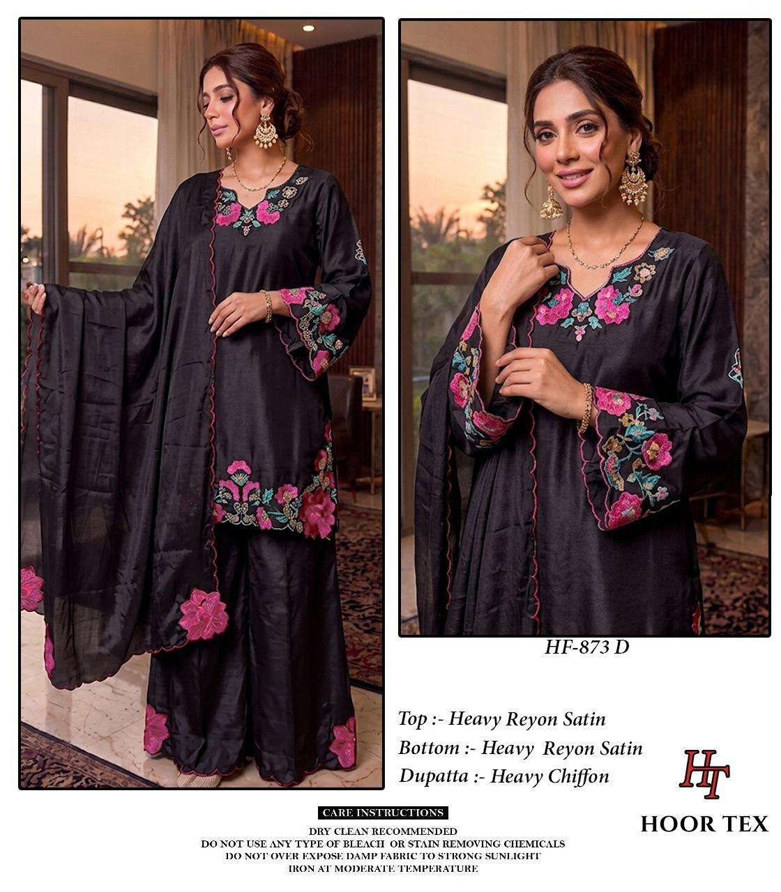 Hoor Tex HF-873 Rayon Satin Embroidered Stitched Pakistani Suit Set - Amrah Wholesale