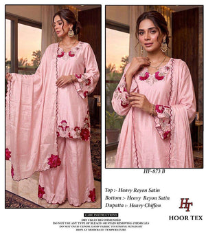 Hoor Tex HF-873 Rayon Satin Embroidered Stitched Pakistani Suit Set - Amrah Wholesale