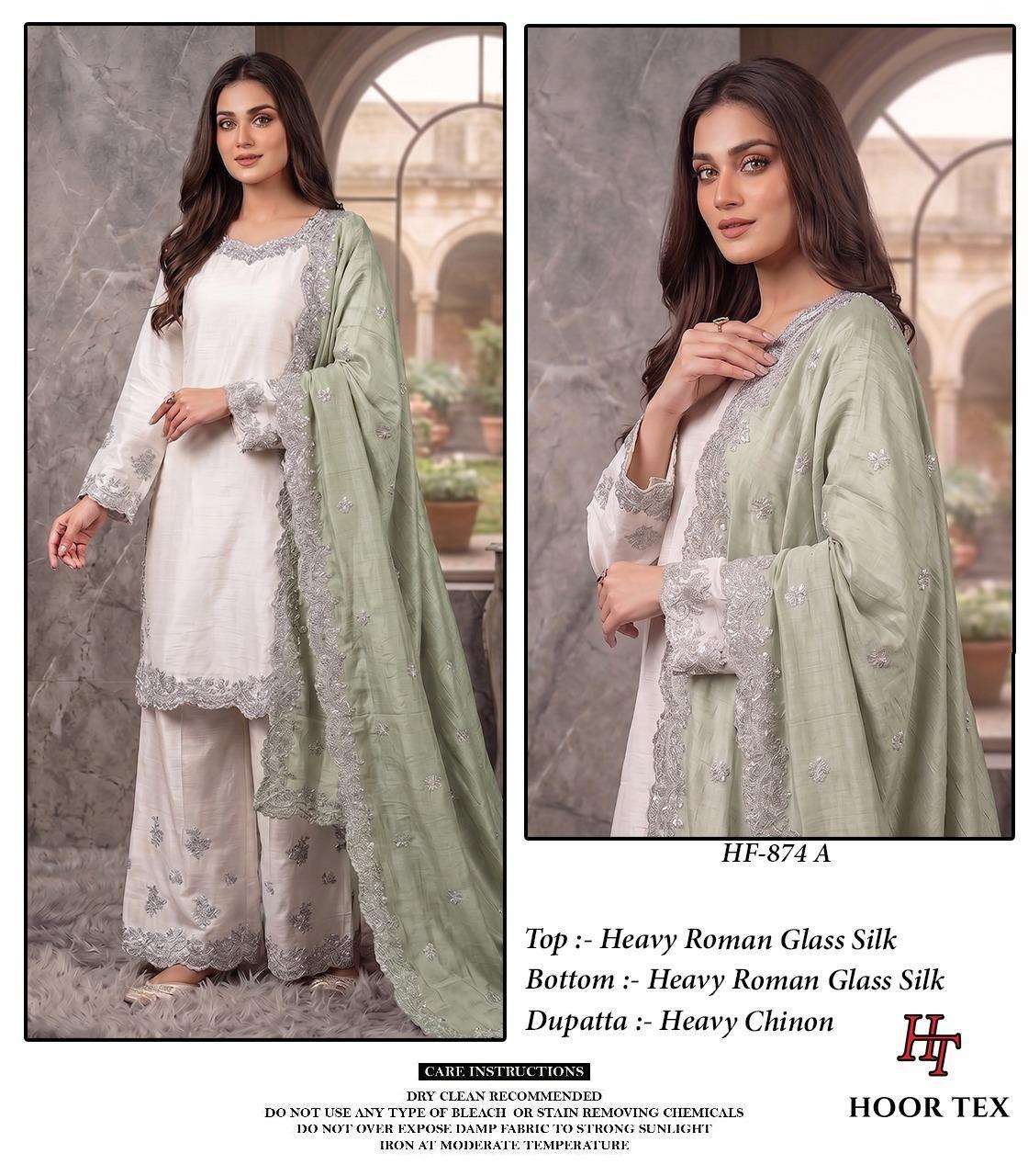 HOOR TEX HF-874 Roman Silk Embroidered Pakistani Suit Set