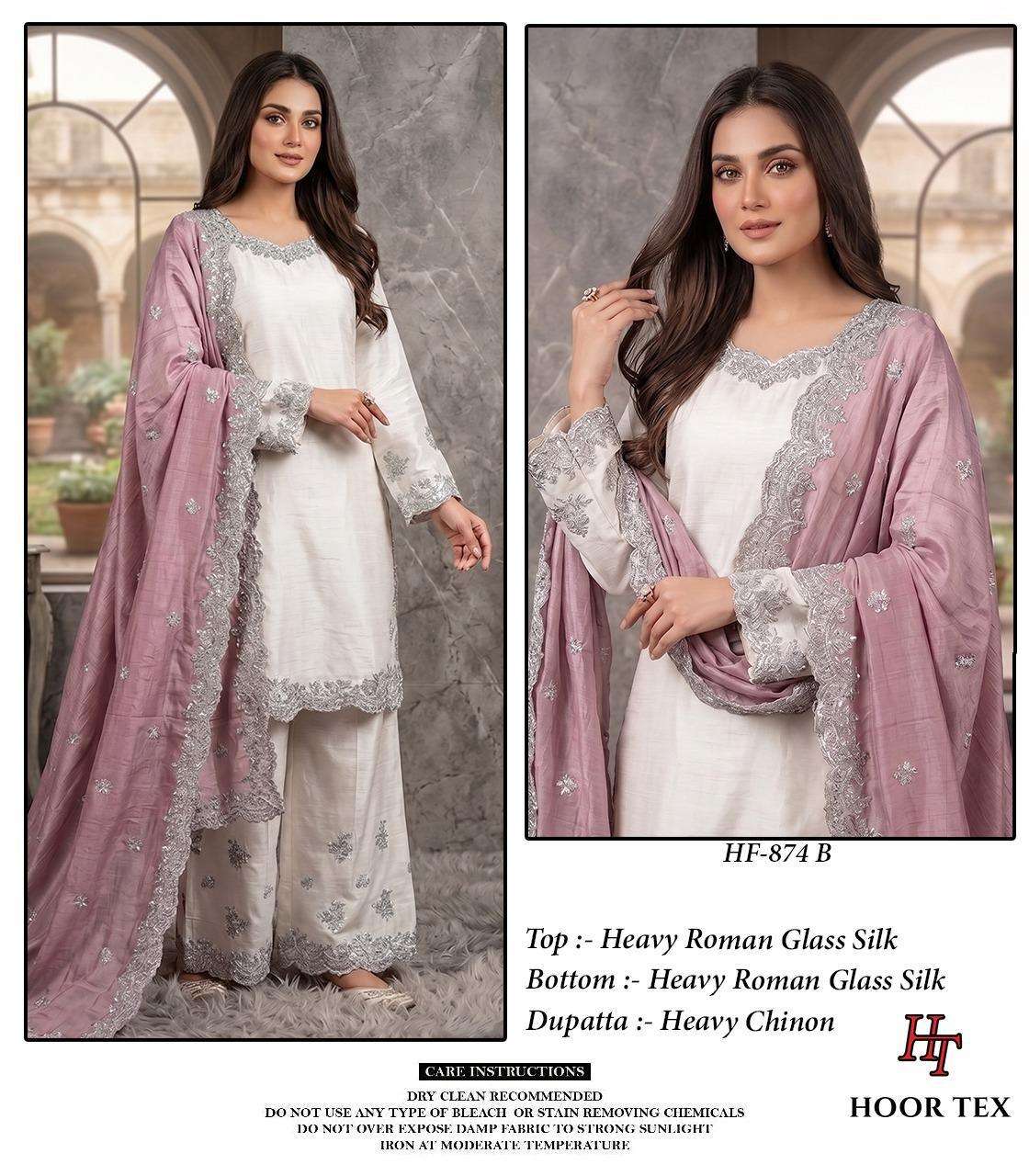HOOR TEX HF-874 Roman Silk Embroidered Pakistani Suit Set