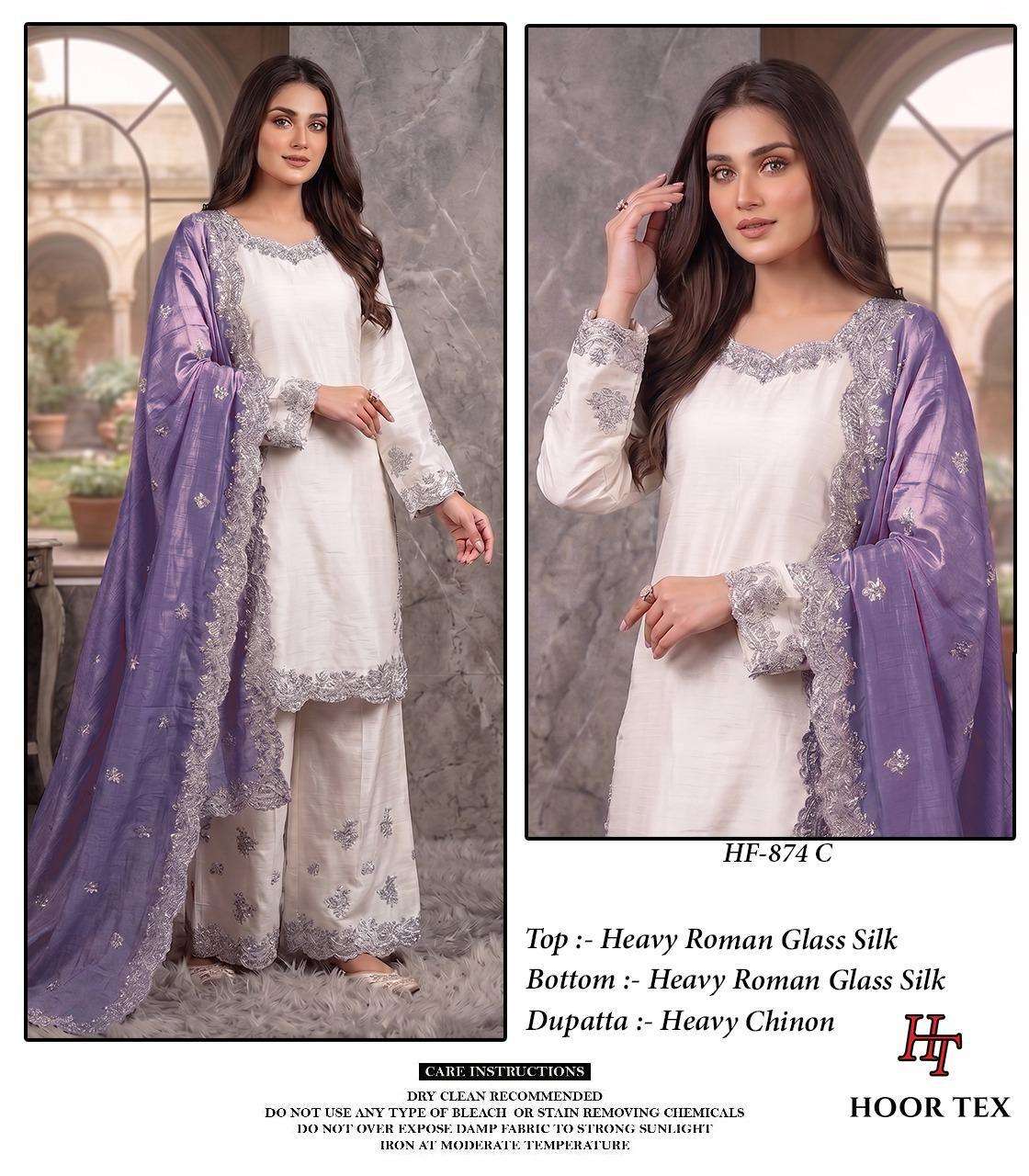 HOOR TEX HF-874 Roman Silk Embroidered Pakistani Suit Set