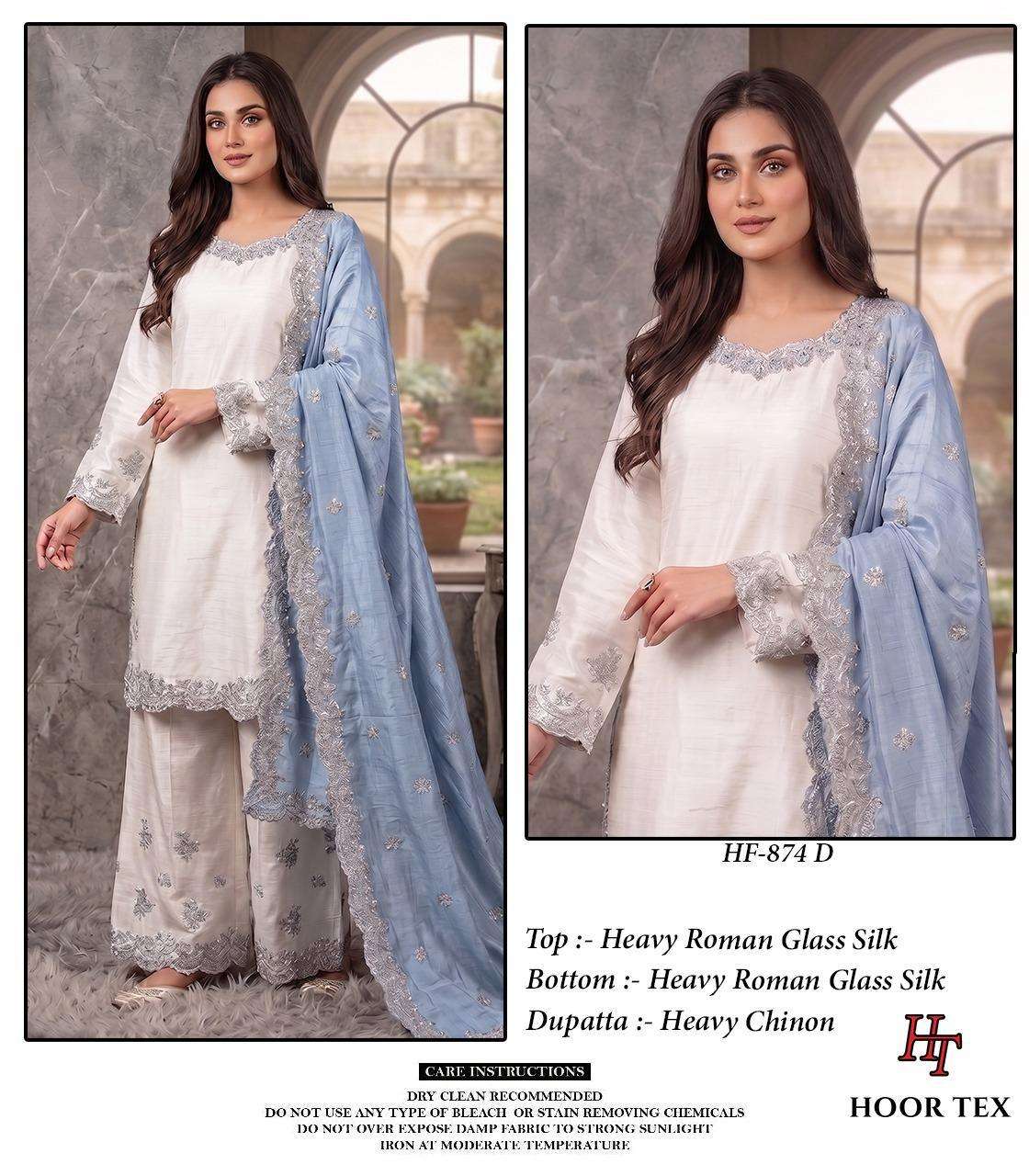 HOOR TEX HF-874 Roman Silk Embroidered Pakistani Suit Set