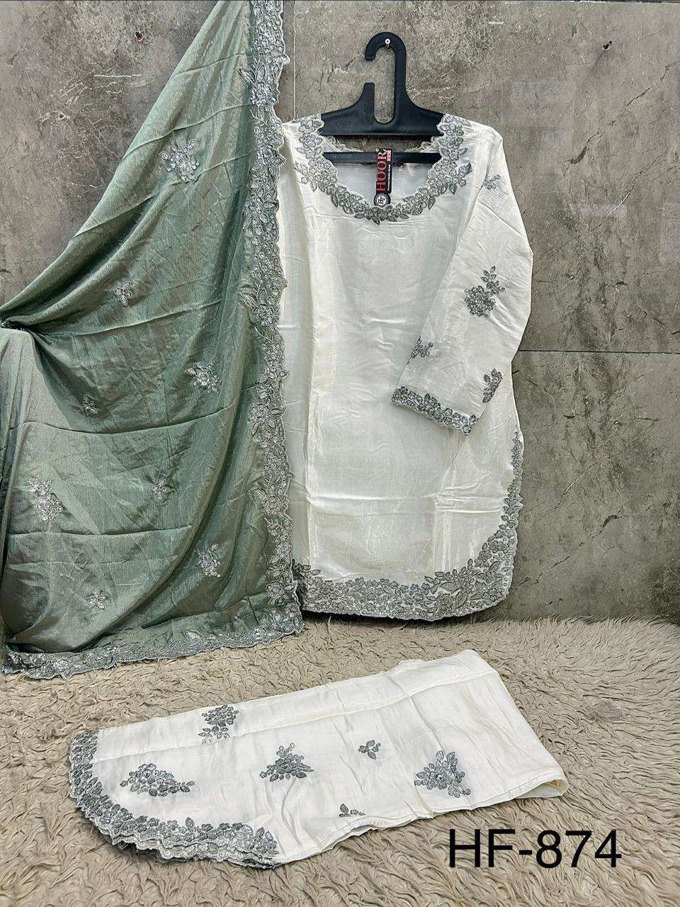 HOOR TEX HF-874 Roman Silk Embroidered Pakistani Suit Set