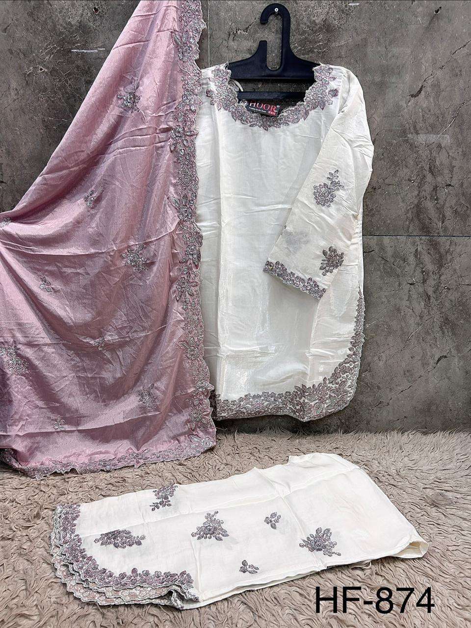 HOOR TEX HF-874 Roman Silk Embroidered Pakistani Suit Set