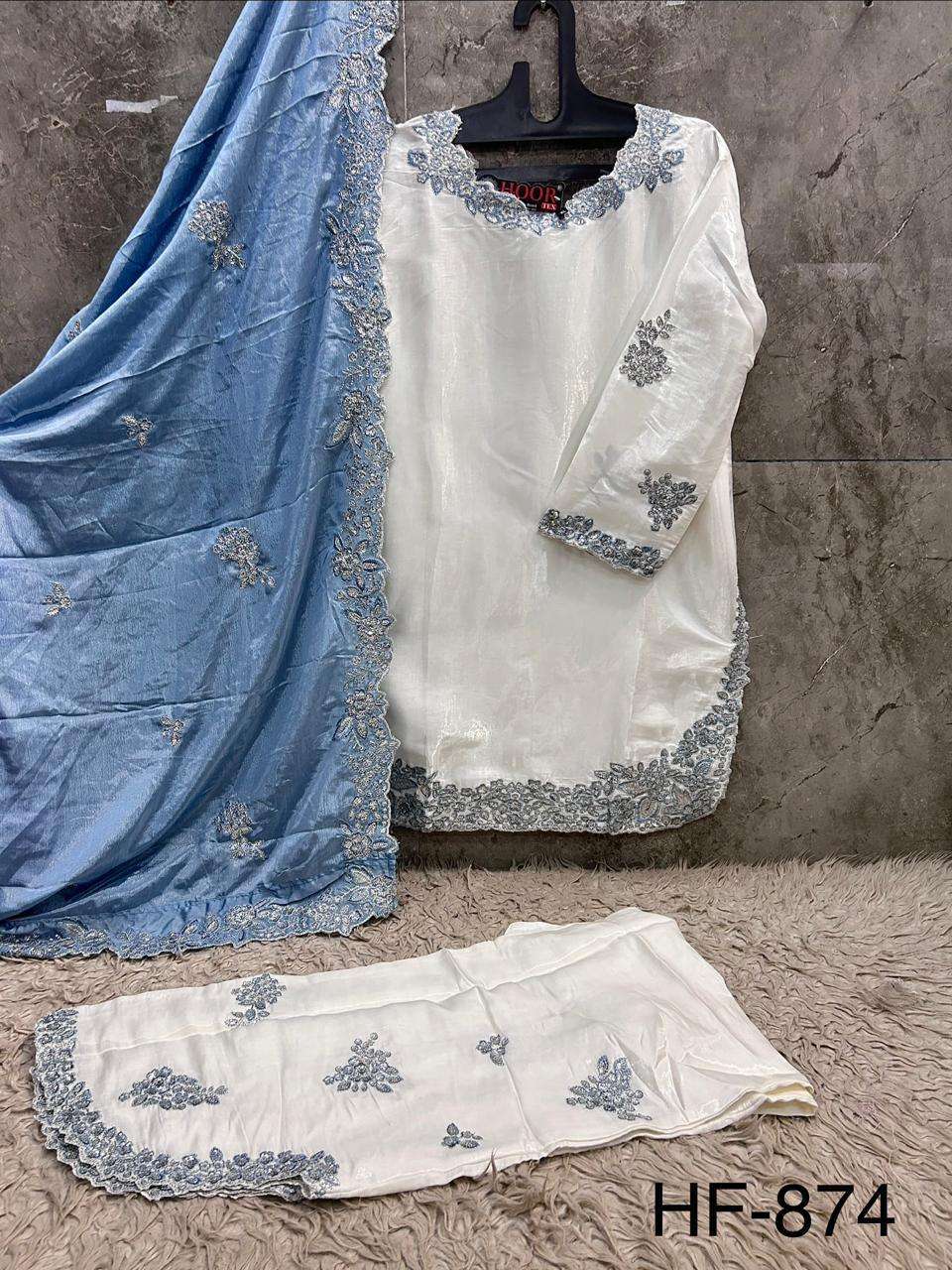 HOOR TEX HF-874 Roman Silk Embroidered Pakistani Suit Set