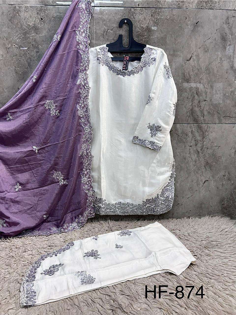 HOOR TEX HF-874 Roman Silk Embroidered Pakistani Suit Set