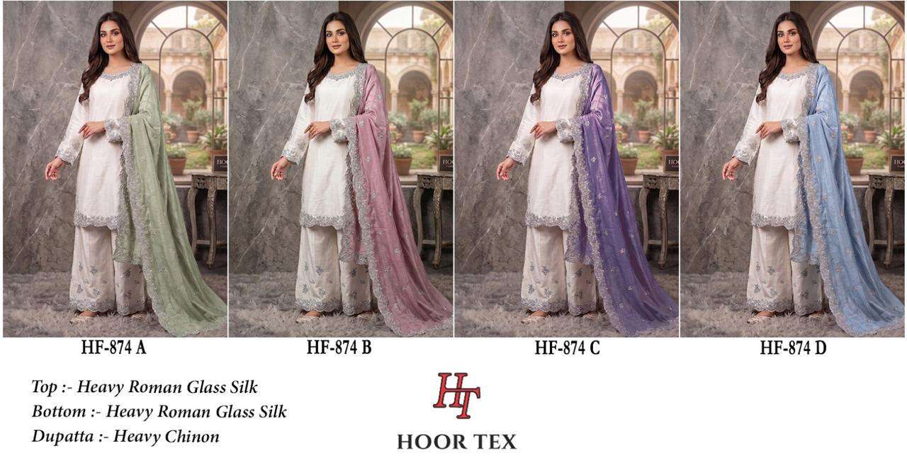 HOOR TEX HF-874 Roman Silk Embroidered Pakistani Suit Set