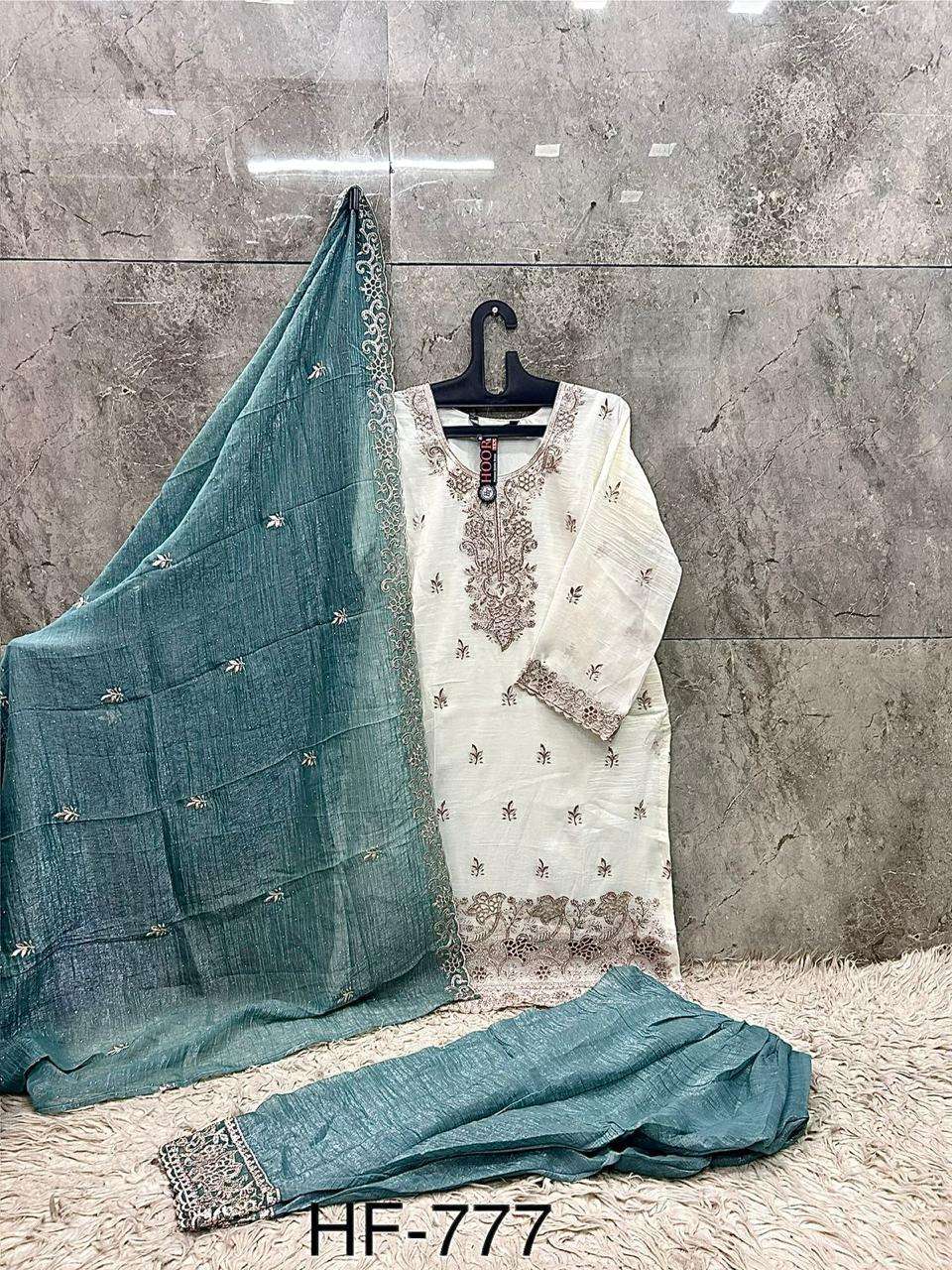 HOOR TEX HF-877 Crunchy Embroidered Pakistani Suit Set