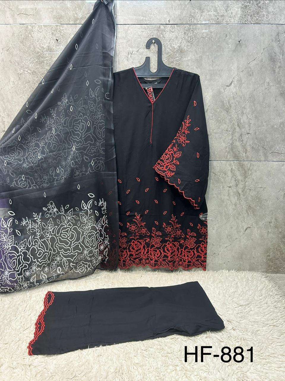 Hoor Tex HF-881 Rayon Embroidery Stitched Pakistani Suit - Amrah Wholesale