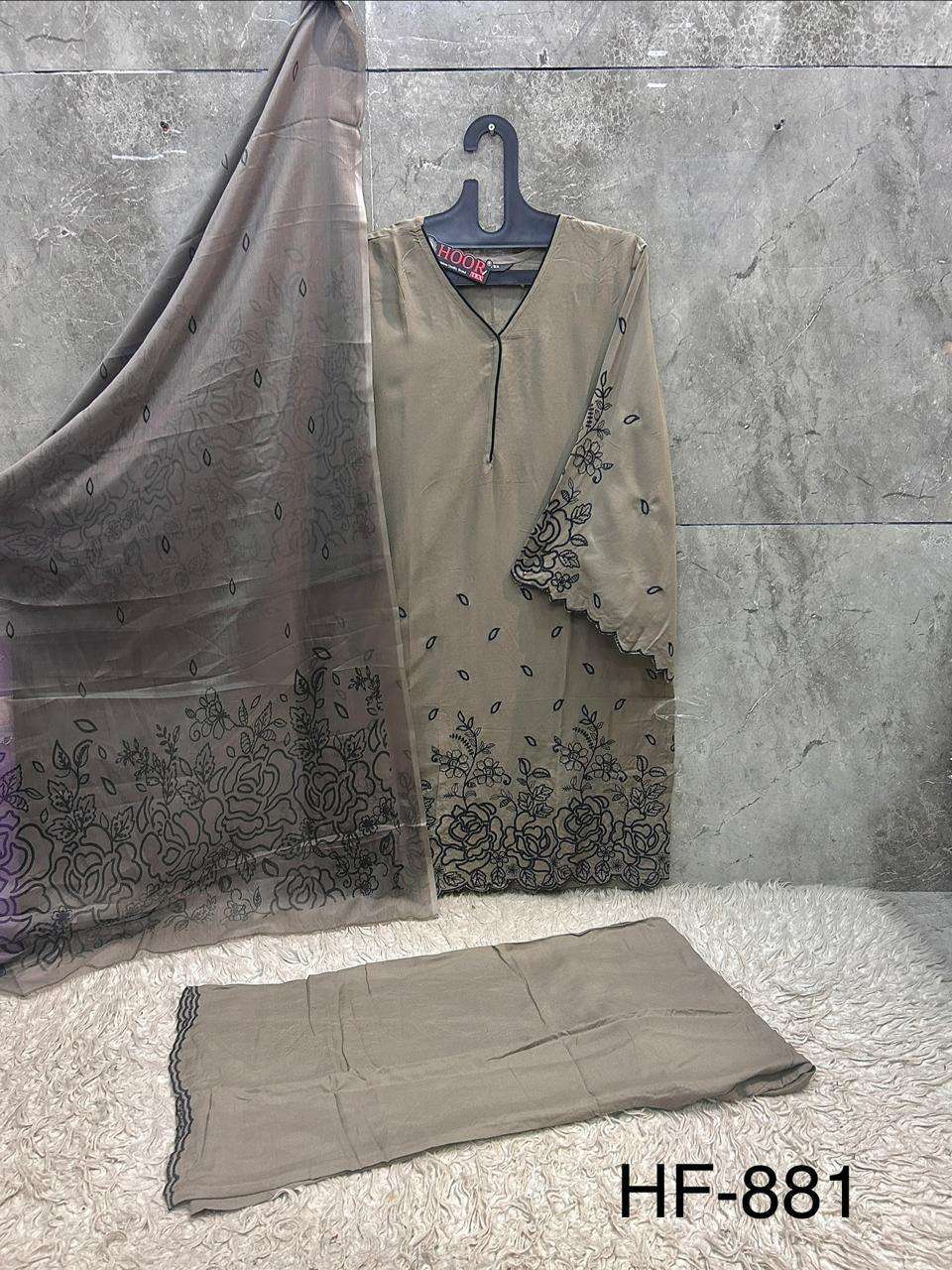 Hoor Tex HF-881 Rayon Embroidery Stitched Pakistani Suit - Amrah Wholesale