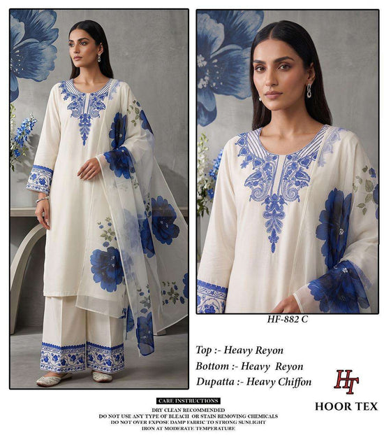 Hoor Tex HF-882 Rayon Printed Embroidery Stitched Dress Set