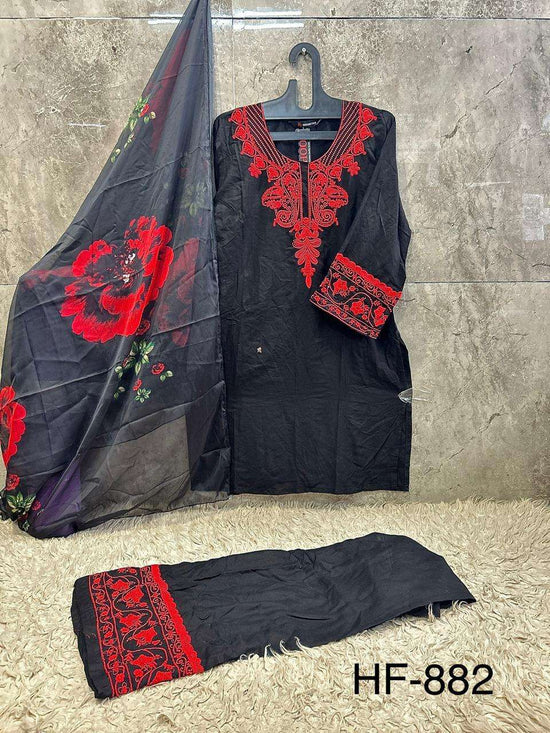 Hoor Tex HF-882 Rayon Printed Embroidery Stitched Dress Set