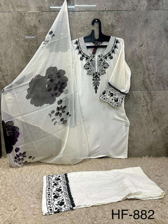 Hoor Tex HF-882 Rayon Printed Embroidery Stitched Dress Set