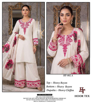 Hoor Tex HF-882 Rayon Printed Embroidery Stitched Dress Set - Amrah Wholesale