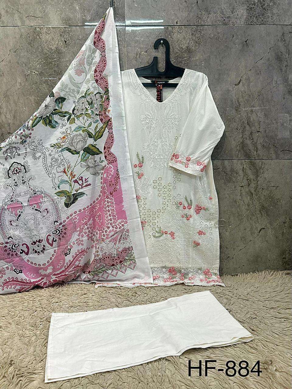 HOOR TEX HF-884 Cotton Embroidered Stitched Pakistani Suit Set