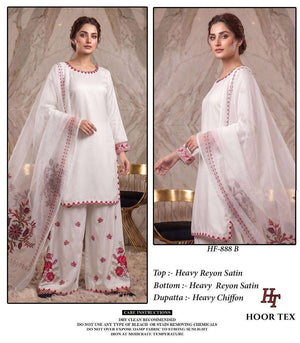 HOOR TEX HF-888 Rayon Satin Embroidered Pakistani Suit Set - Amrah Wholesale