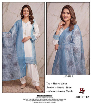 HOOR TEX HF-889 Satin Embroidered Pakistani Suit Set - Amrah Wholesale