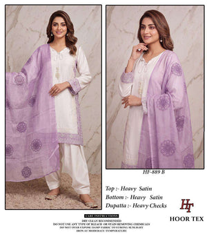 HOOR TEX HF-889 Satin Embroidered Pakistani Suit Set - Amrah Wholesale