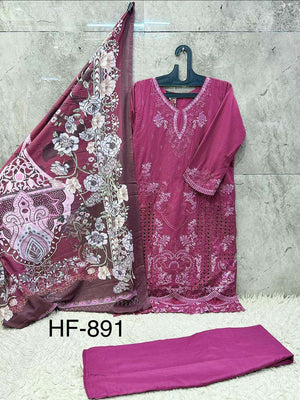 HOOR TEX HF-891 Cotton Embroidered Pakistani Suit Set - Amrah Wholesale