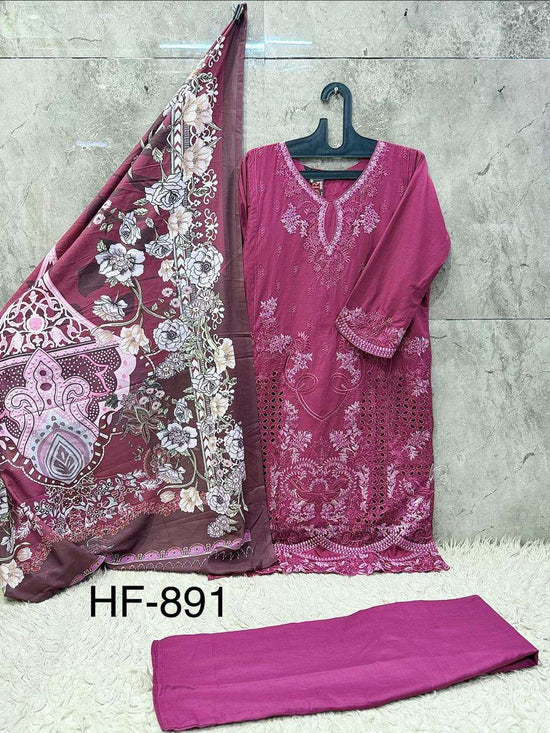 HOOR TEX HF-891 Cotton Embroidered Pakistani Suit Set - Amrah Wholesale