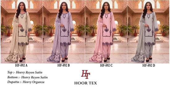 HOOR TEX HF-892 Rayon Satin Embroidered Stitched Pakistani Suit Set - Amrah Wholesale