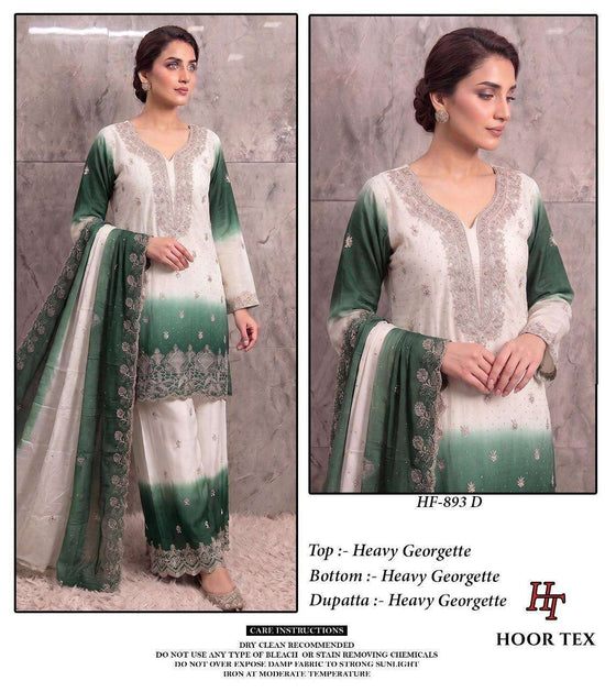 HOOR TEX HF-893 Heavy Georgette Embroidered Pakistani Suit Set - Amrah Wholesale