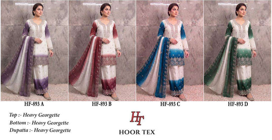 HOOR TEX HF-893 Heavy Georgette Embroidered Pakistani Suit Set - Amrah Wholesale