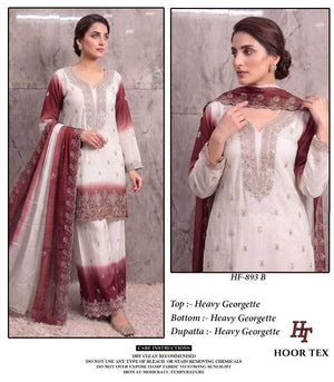 HOOR TEX HF-893 Heavy Georgette Embroidered Pakistani Suit Set - Amrah Wholesale