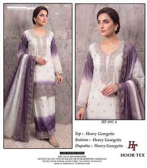 HOOR TEX HF-893 Heavy Georgette Embroidered Pakistani Suit Set - Amrah Wholesale