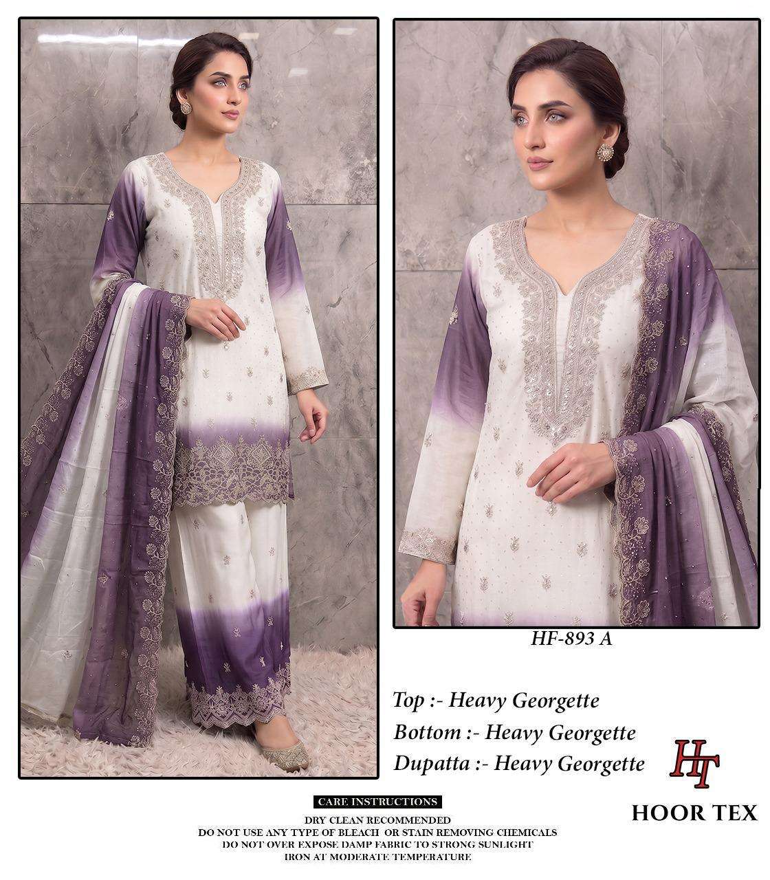 HOOR TEX HF-893 Heavy Georgette Embroidered Pakistani Suit Set - Amrah Wholesale