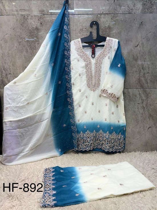HOOR TEX HF-893 Heavy Georgette Embroidered Pakistani Suit Set - Amrah Wholesale