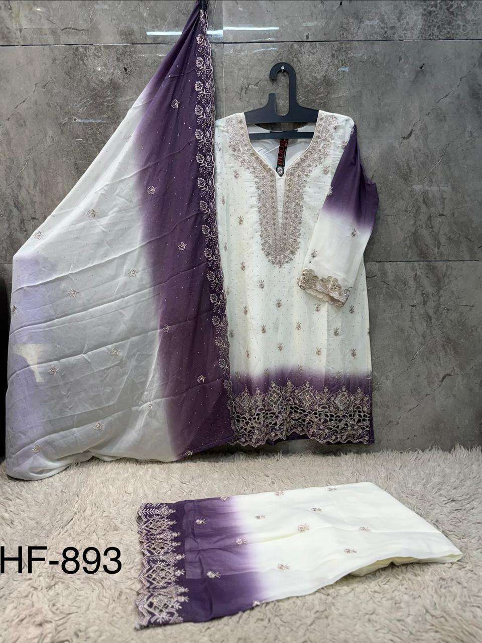 HOOR TEX HF-893 Heavy Georgette Embroidered Pakistani Suit Set - Amrah Wholesale