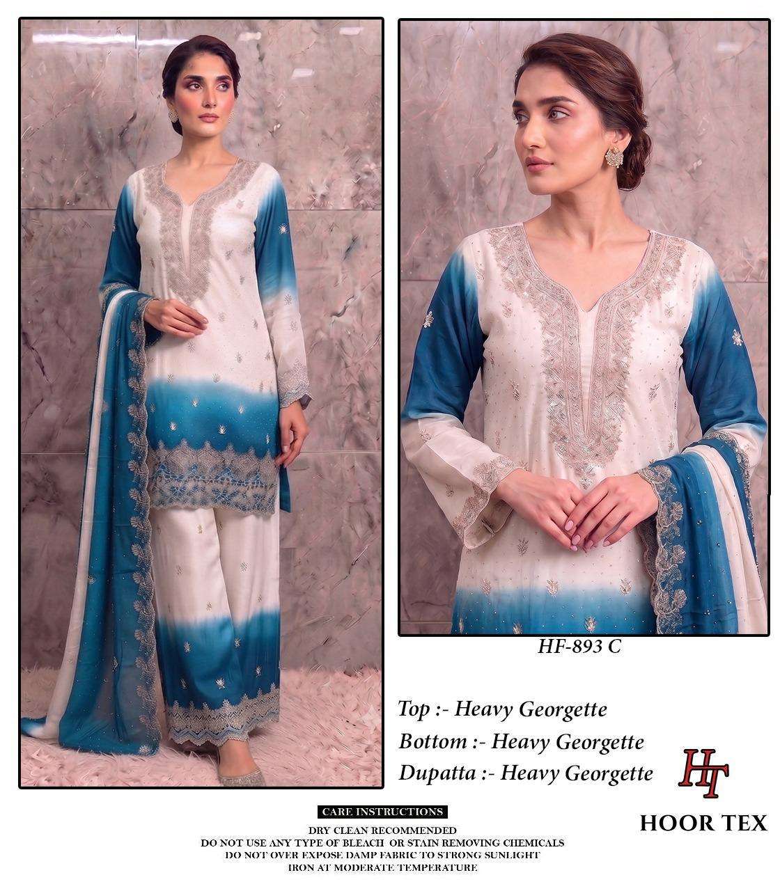 HOOR TEX HF-893 Heavy Georgette Embroidered Pakistani Suit Set - Amrah Wholesale
