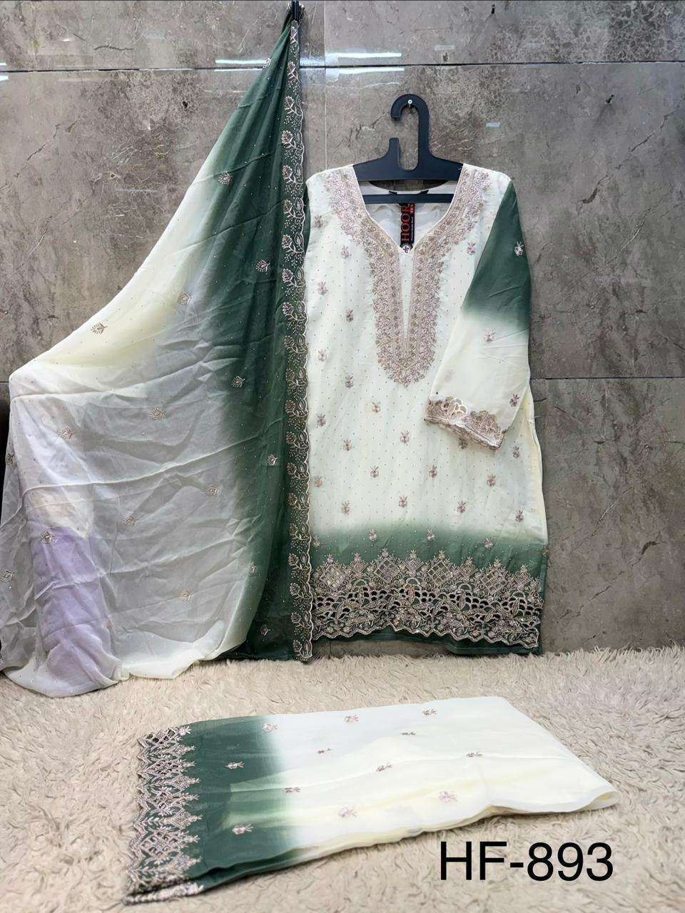 HOOR TEX HF-893 Heavy Georgette Embroidered Pakistani Suit Set - Amrah Wholesale