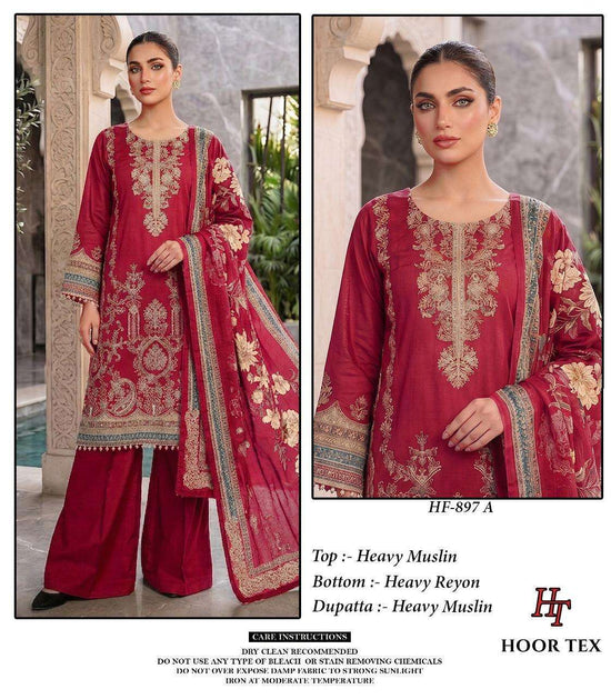 HOOR TEX HF-897 Muslin Stitched Pakistani Suit Set