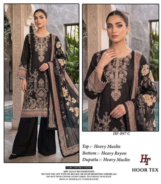 HOOR TEX HF-897 Muslin Stitched Pakistani Suit Set